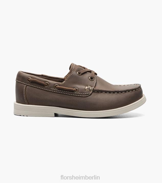 D280422 braunes Ch Schuhwerk Kinder Florsheim Krocket jr. Moc-Toe-Bootsschuh