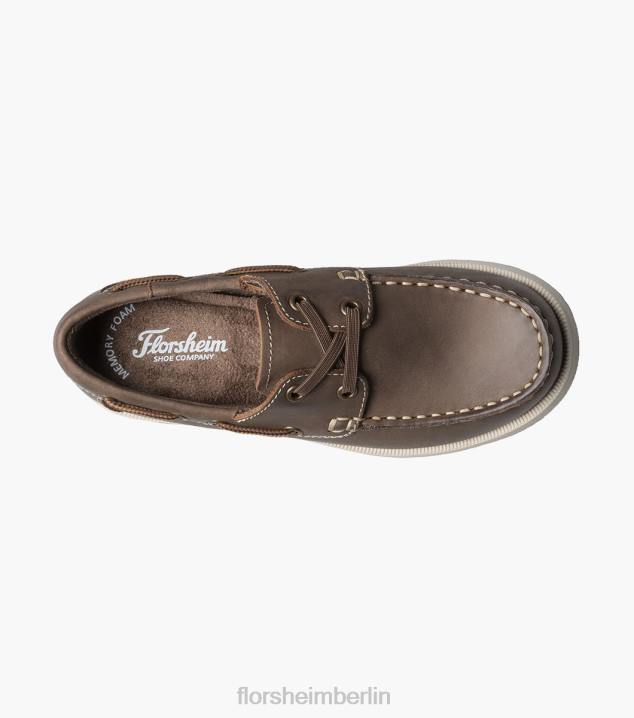 D280422 braunes Ch Schuhwerk Kinder Florsheim Krocket jr. Moc-Toe-Bootsschuh