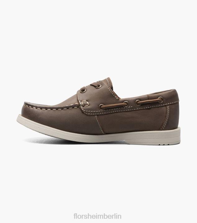 D280422 braunes Ch Schuhwerk Kinder Florsheim Krocket jr. Moc-Toe-Bootsschuh