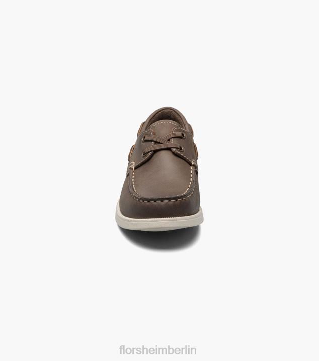 D280422 braunes Ch Schuhwerk Kinder Florsheim Krocket jr. Moc-Toe-Bootsschuh