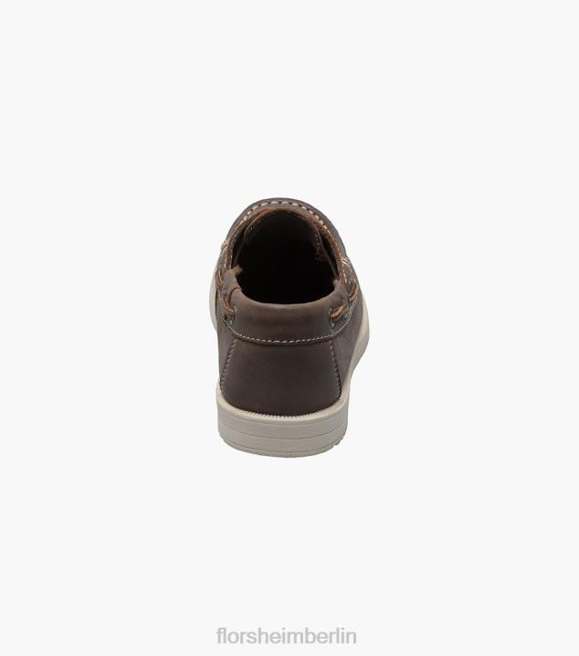 D280422 braunes Ch Schuhwerk Kinder Florsheim Krocket jr. Moc-Toe-Bootsschuh