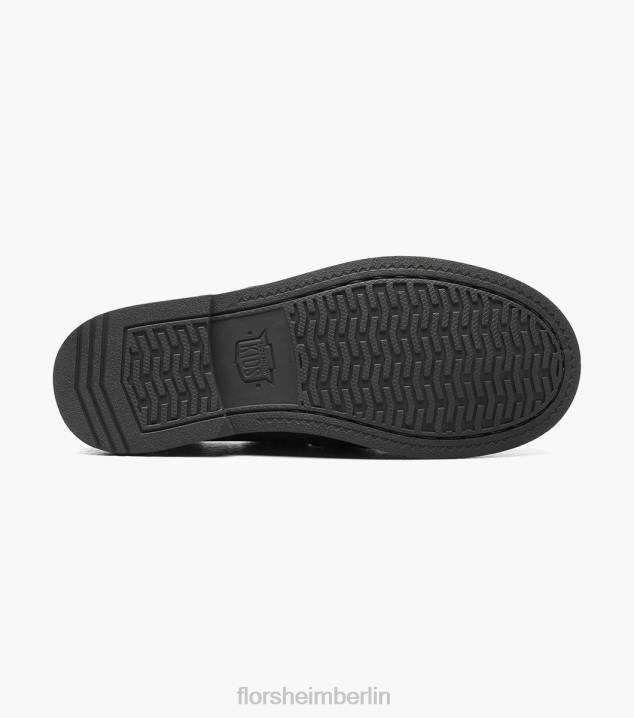 D280423 schwarzes Nubuk Schuhwerk Kinder Florsheim Krocket jr. Moc-Toe-Bootsschuh