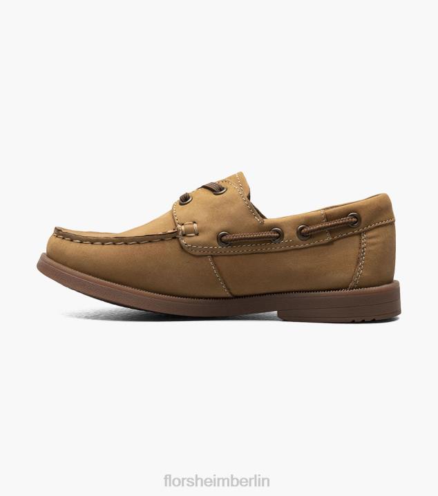 D280424 bräunen Schuhwerk Kinder Florsheim Krocket jr. Moc-Toe-Bootsschuh