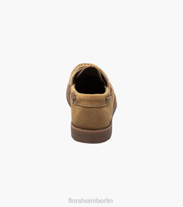 D280424 bräunen Schuhwerk Kinder Florsheim Krocket jr. Moc-Toe-Bootsschuh