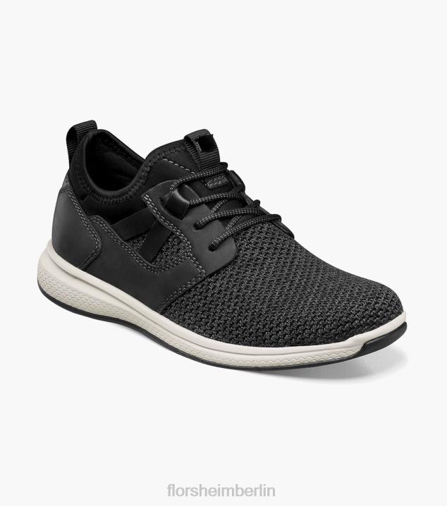 D280439 Schwarz Schuhwerk Kinder Florsheim Great Lakes Jr. Strick-Sneaker mit schlichter Zehenpartie