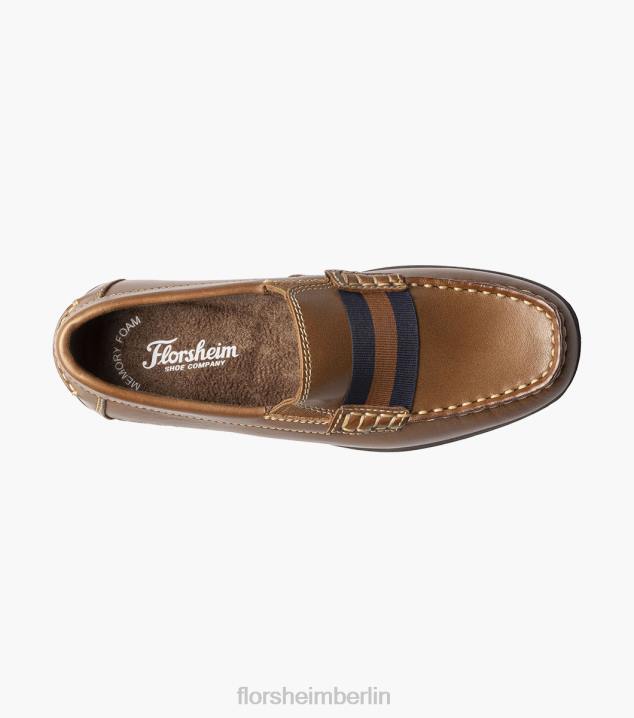 D280427 Sattelbräune Schuhwerk Kinder Florsheim Jasper jr. Moc Toe Strap Loafer