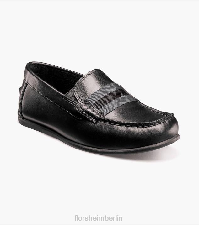 D280428 Schwarz Schuhwerk Kinder Florsheim Jasper jr. Moc Toe Strap Loafer