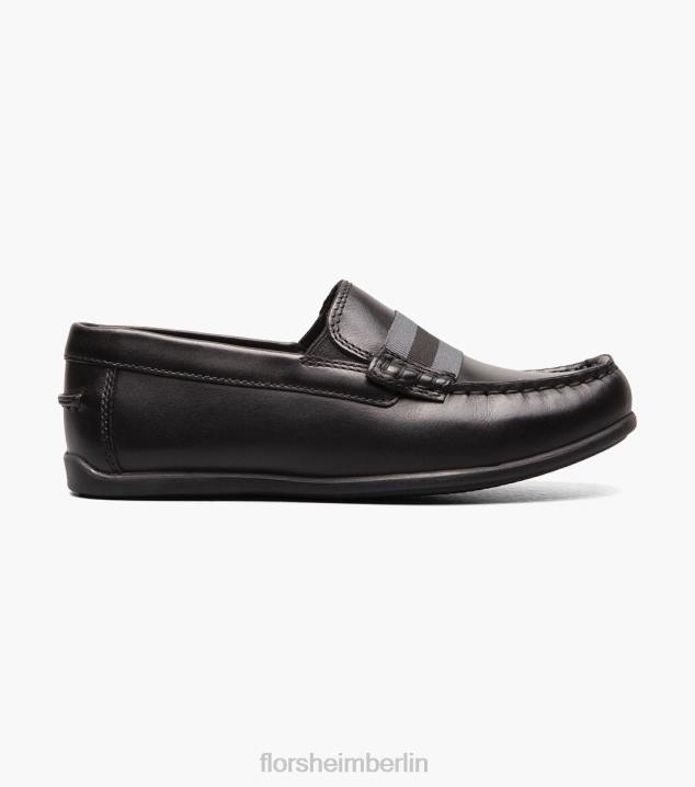 D280428 Schwarz Schuhwerk Kinder Florsheim Jasper jr. Moc Toe Strap Loafer