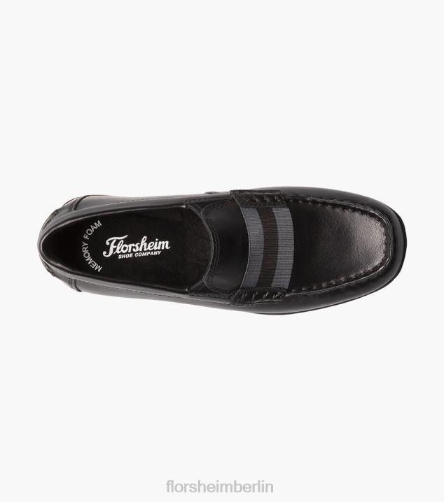D280428 Schwarz Schuhwerk Kinder Florsheim Jasper jr. Moc Toe Strap Loafer