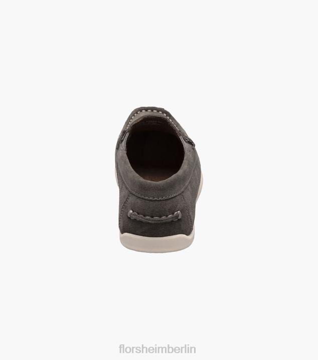 D280429 graues Wildleder Schuhwerk Kinder Florsheim Jasper jr. Moc Toe Strap Loafer