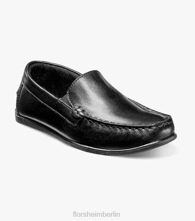 D280431 Schwarz Schuhwerk Kinder Florsheim Jasper jr. Venezianischer Loafer mit Moc-Toe