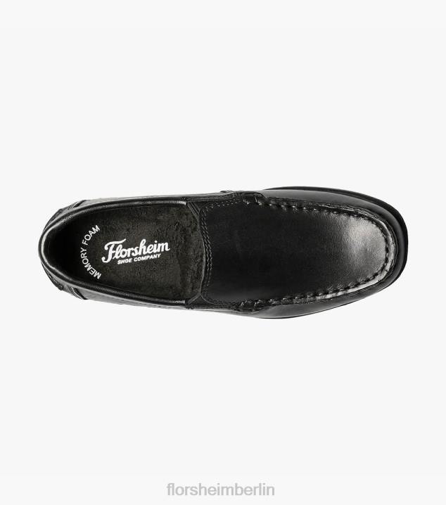 D280431 Schwarz Schuhwerk Kinder Florsheim Jasper jr. Venezianischer Loafer mit Moc-Toe