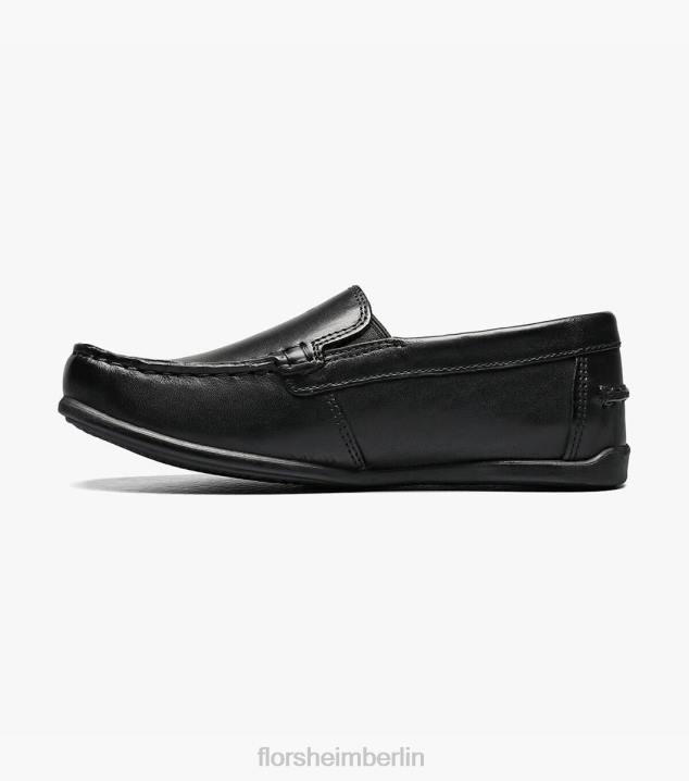 D280431 Schwarz Schuhwerk Kinder Florsheim Jasper jr. Venezianischer Loafer mit Moc-Toe