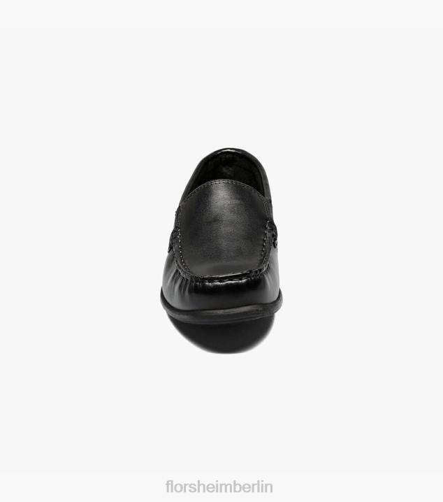D280431 Schwarz Schuhwerk Kinder Florsheim Jasper jr. Venezianischer Loafer mit Moc-Toe