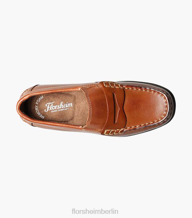 D280435 Sattelbräune Schuhwerk Kinder Florsheim Jasper jr. Moc Toe Penny Driver