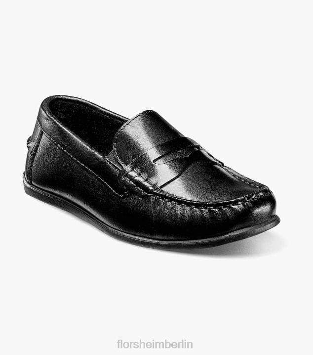 D280436 Schwarz Schuhwerk Kinder Florsheim Jasper jr. Moc Toe Penny Driver