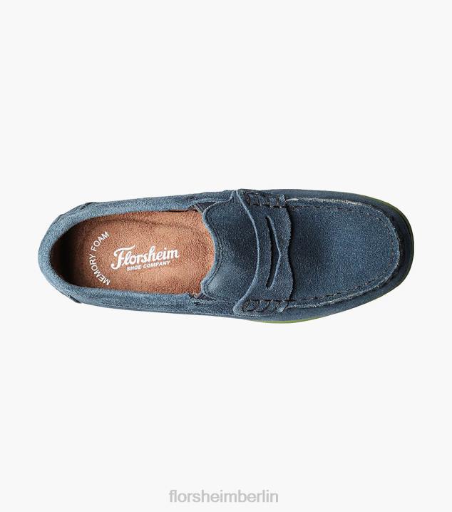 D280438 blaues Wildleder Schuhwerk Kinder Florsheim Jasper jr. Moc Toe Penny Driver