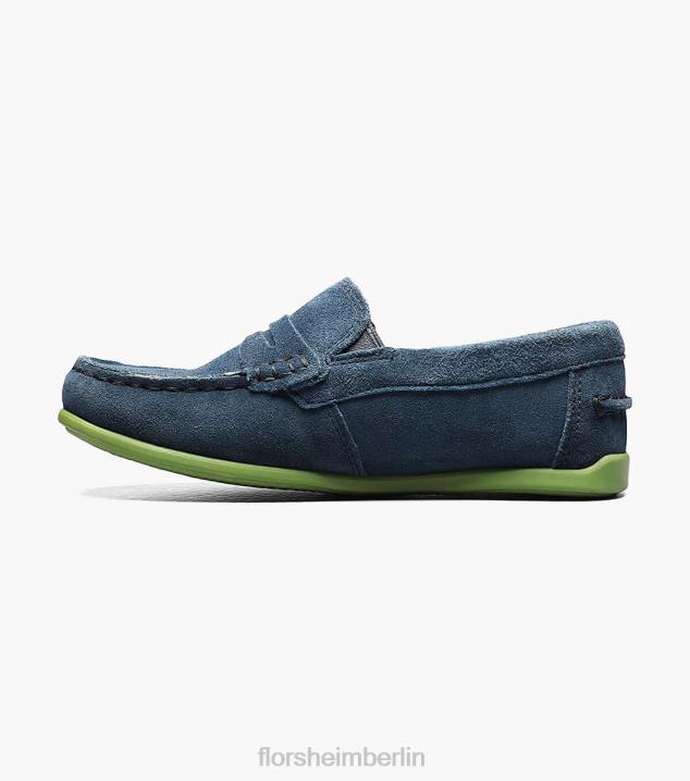 D280438 blaues Wildleder Schuhwerk Kinder Florsheim Jasper jr. Moc Toe Penny Driver