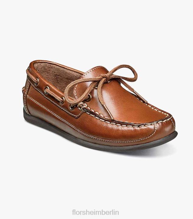 D280466 Sattelbräune Schuhwerk Kinder Florsheim Jasper Tie Jr. Moc-Toe-Loafer zum Hineinschlüpfen
