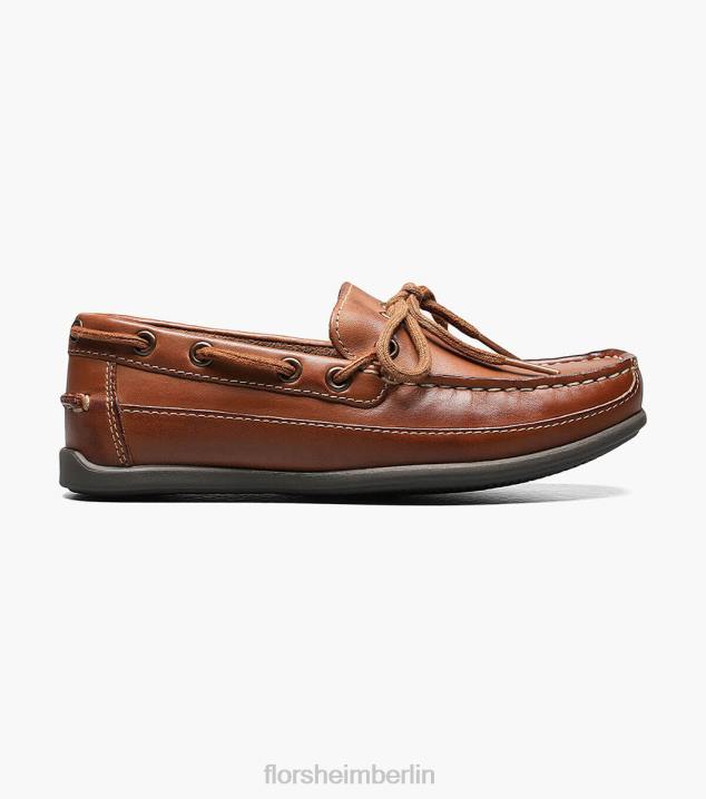 D280466 Sattelbräune Schuhwerk Kinder Florsheim Jasper Tie Jr. Moc-Toe-Loafer zum Hineinschlüpfen