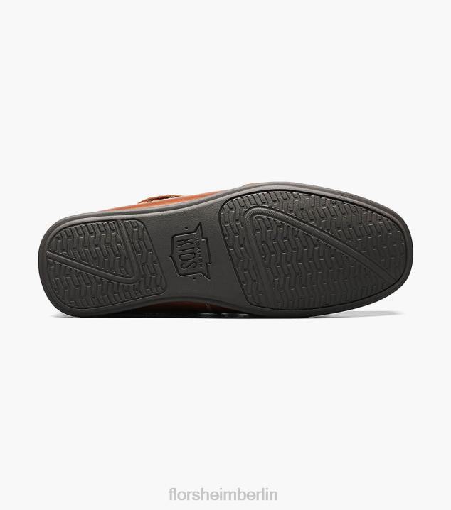 D280466 Sattelbräune Schuhwerk Kinder Florsheim Jasper Tie Jr. Moc-Toe-Loafer zum Hineinschlüpfen