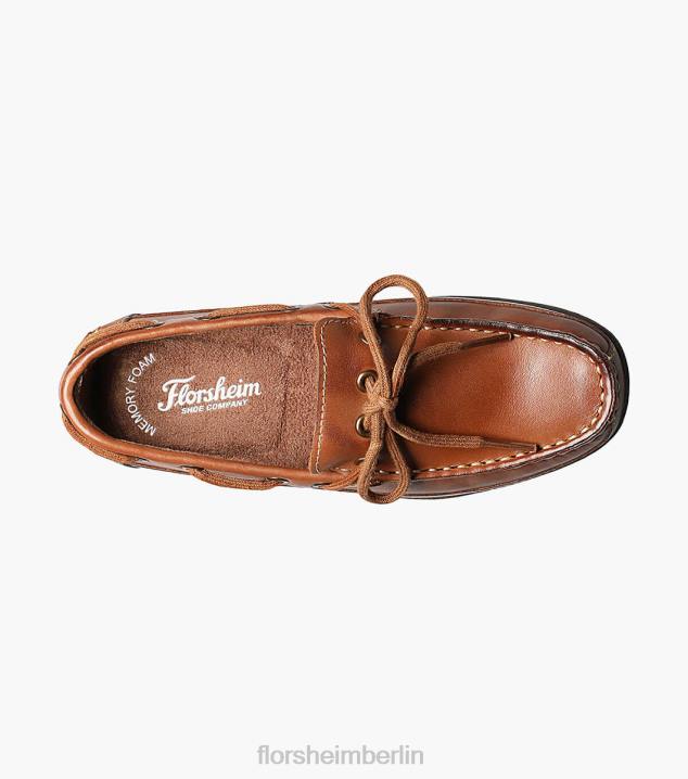 D280466 Sattelbräune Schuhwerk Kinder Florsheim Jasper Tie Jr. Moc-Toe-Loafer zum Hineinschlüpfen