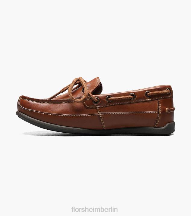 D280466 Sattelbräune Schuhwerk Kinder Florsheim Jasper Tie Jr. Moc-Toe-Loafer zum Hineinschlüpfen