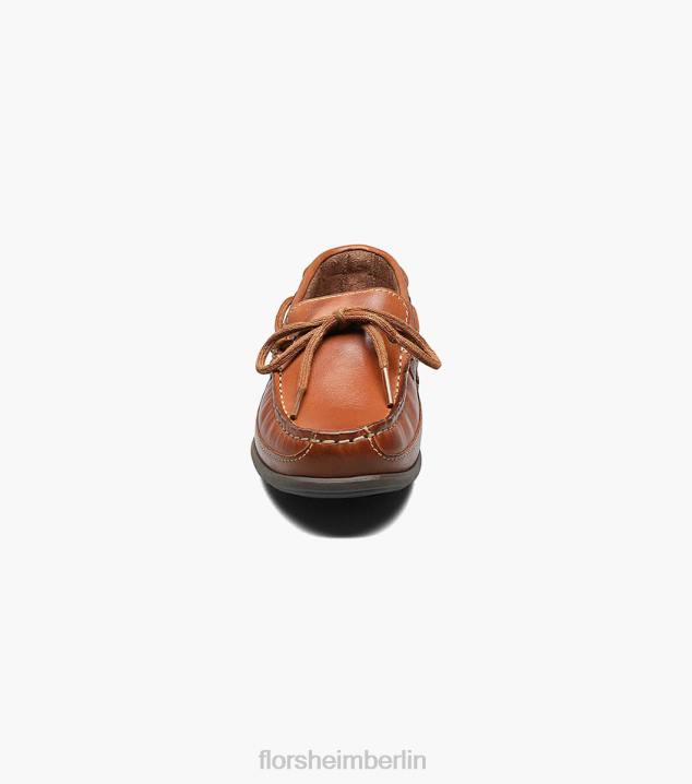 D280466 Sattelbräune Schuhwerk Kinder Florsheim Jasper Tie Jr. Moc-Toe-Loafer zum Hineinschlüpfen