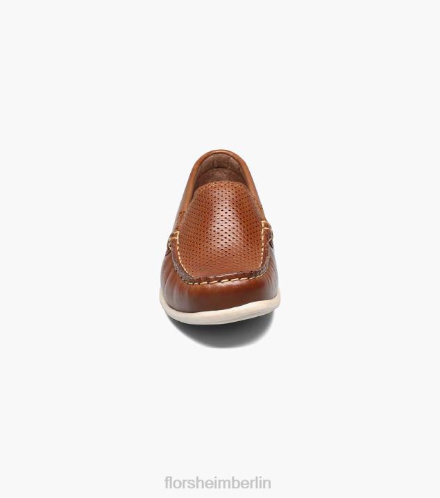 D280467 Sattelbräune Schuhwerk Kinder Florsheim Jasper Perf Jr. Venezianischer Loafer mit Moc-Toe