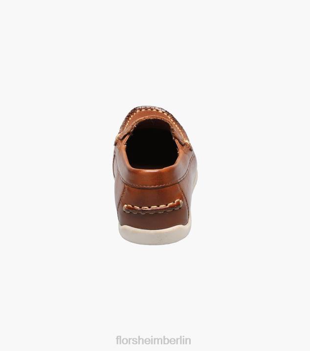 D280467 Sattelbräune Schuhwerk Kinder Florsheim Jasper Perf Jr. Venezianischer Loafer mit Moc-Toe