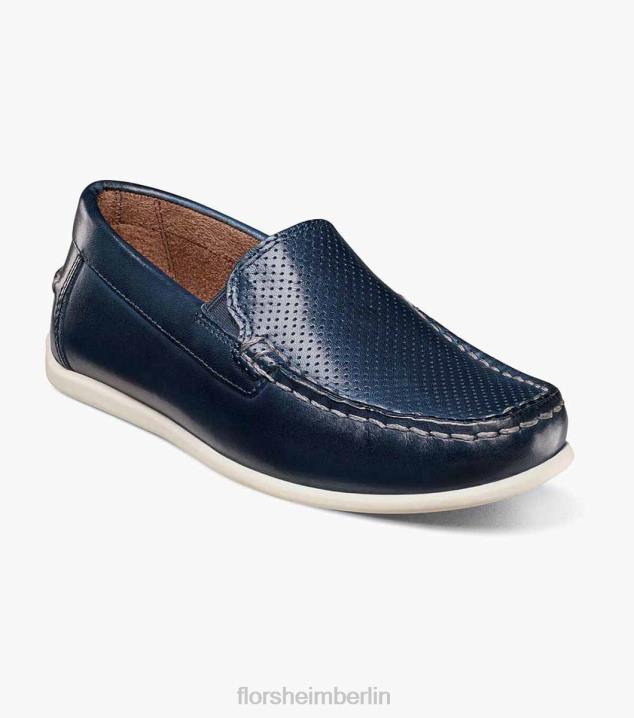D280468 Marine Schuhwerk Kinder Florsheim Jasper Perf Jr. Venezianischer Loafer mit Moc-Toe