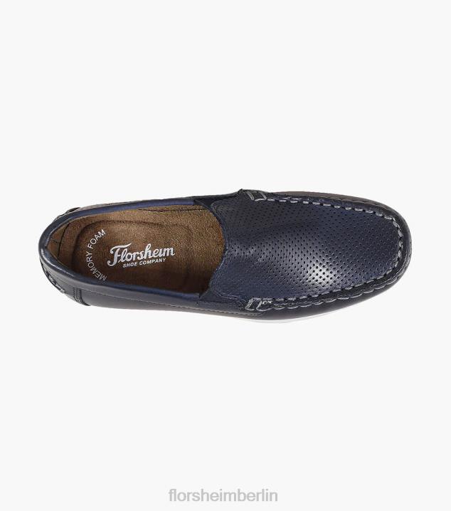 D280468 Marine Schuhwerk Kinder Florsheim Jasper Perf Jr. Venezianischer Loafer mit Moc-Toe