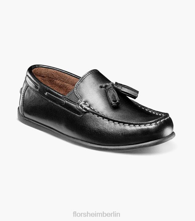 D280475 Schwarz Schuhwerk Kinder Florsheim Jasper jr. Moc-Toe-Loafer mit Quasten