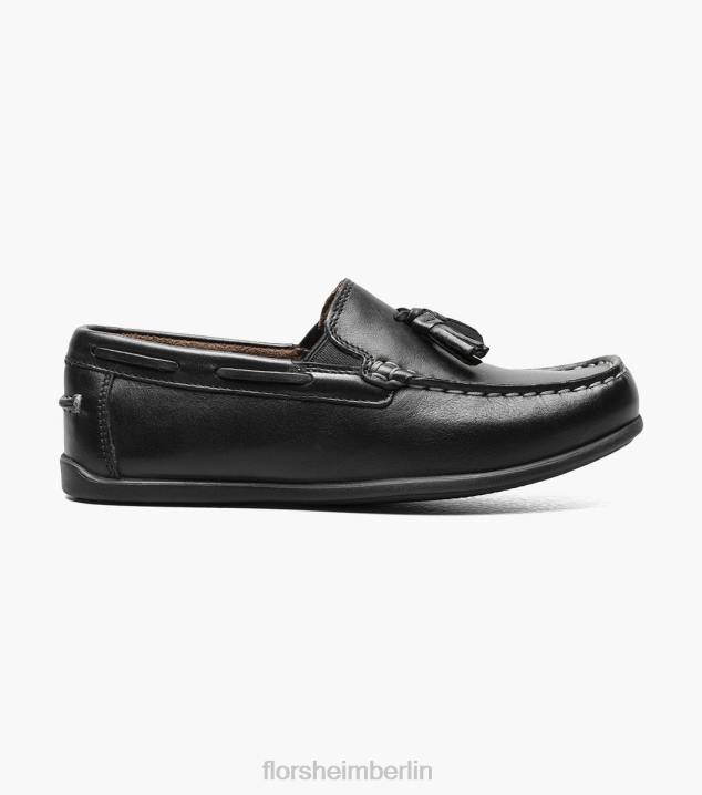 D280475 Schwarz Schuhwerk Kinder Florsheim Jasper jr. Moc-Toe-Loafer mit Quasten
