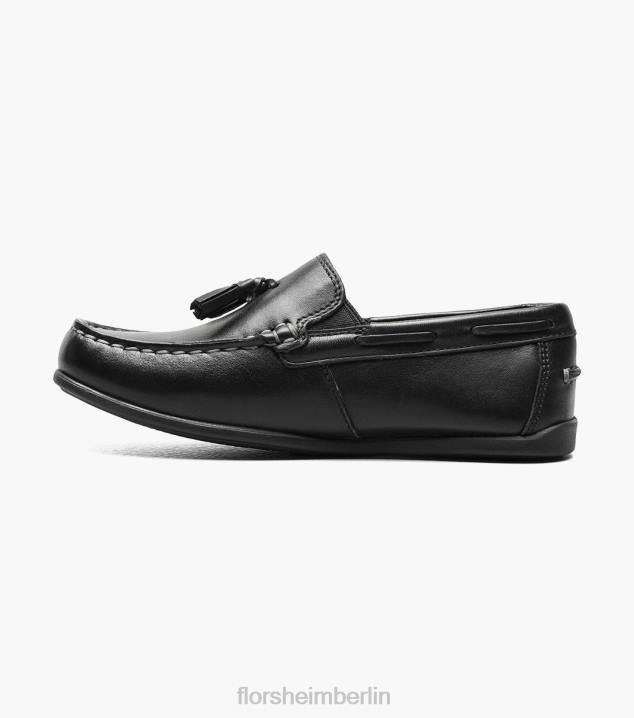 D280475 Schwarz Schuhwerk Kinder Florsheim Jasper jr. Moc-Toe-Loafer mit Quasten