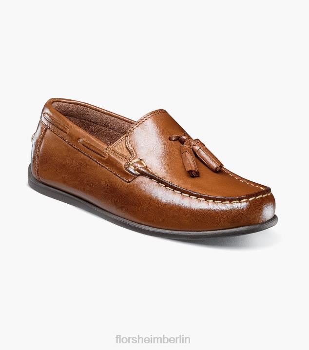 D280477 Sattelbräune Schuhwerk Kinder Florsheim Jasper jr. Moc-Toe-Loafer mit Quasten