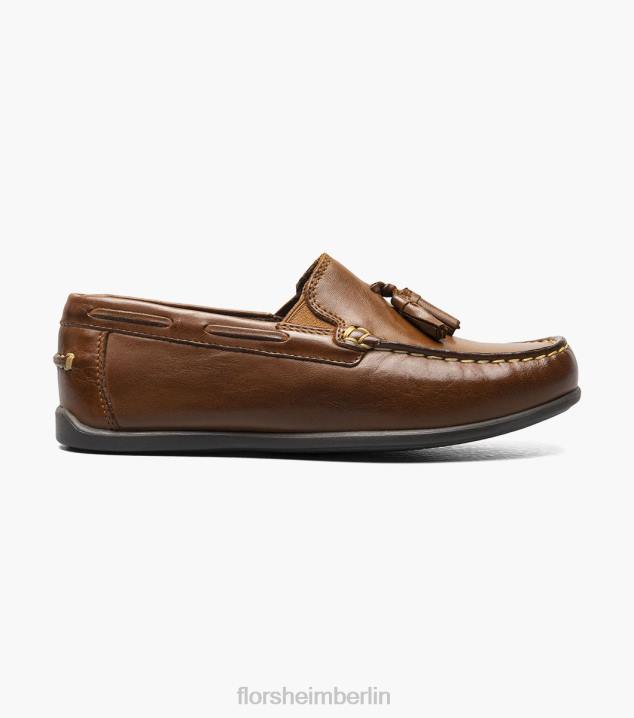 D280477 Sattelbräune Schuhwerk Kinder Florsheim Jasper jr. Moc-Toe-Loafer mit Quasten