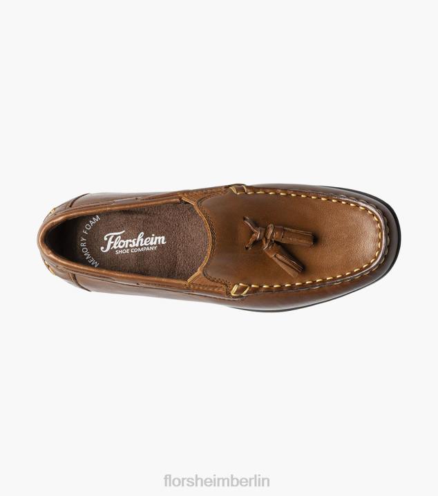 D280477 Sattelbräune Schuhwerk Kinder Florsheim Jasper jr. Moc-Toe-Loafer mit Quasten