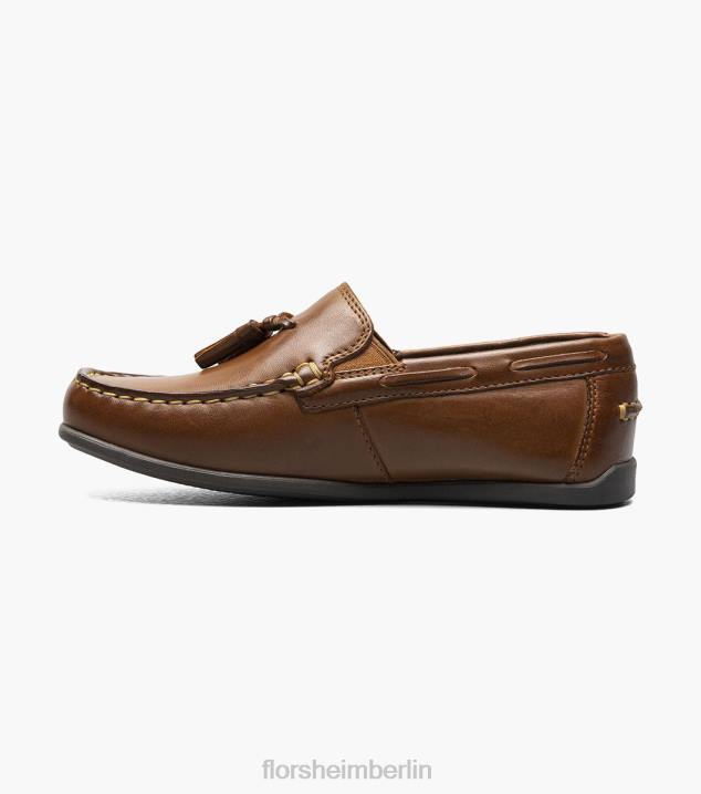 D280477 Sattelbräune Schuhwerk Kinder Florsheim Jasper jr. Moc-Toe-Loafer mit Quasten
