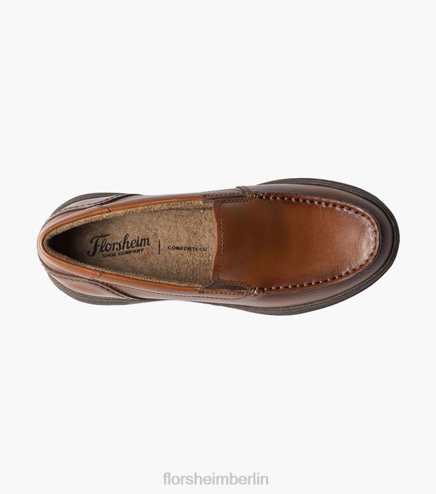 D280478 Cognac Schuhwerk Kinder Florsheim zentral jr. Venezianischer Loafer mit Moc-Toe