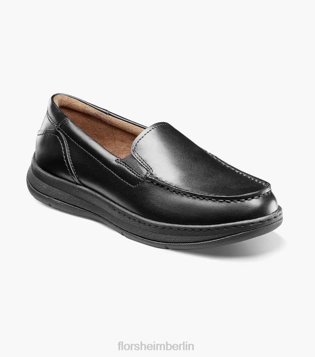 D280480 Schwarz Schuhwerk Kinder Florsheim zentral jr. Venezianischer Loafer mit Moc-Toe
