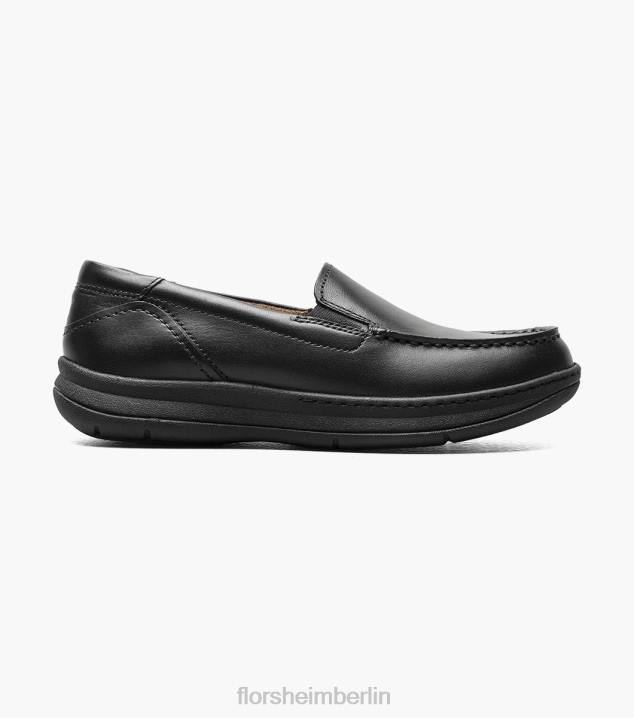 D280480 Schwarz Schuhwerk Kinder Florsheim zentral jr. Venezianischer Loafer mit Moc-Toe