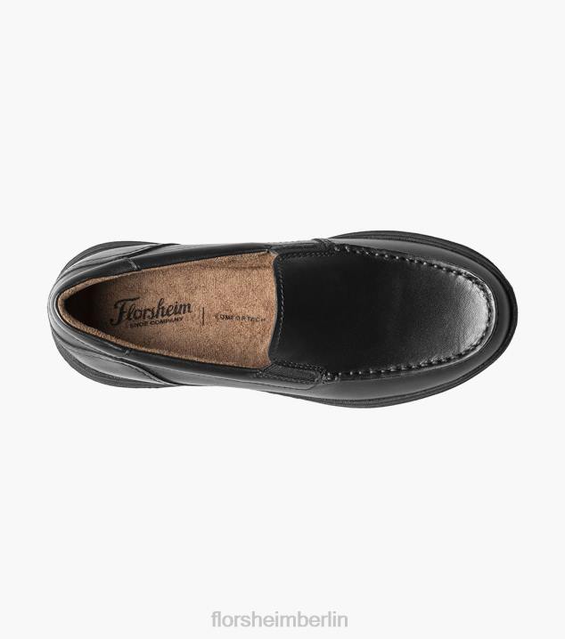 D280480 Schwarz Schuhwerk Kinder Florsheim zentral jr. Venezianischer Loafer mit Moc-Toe