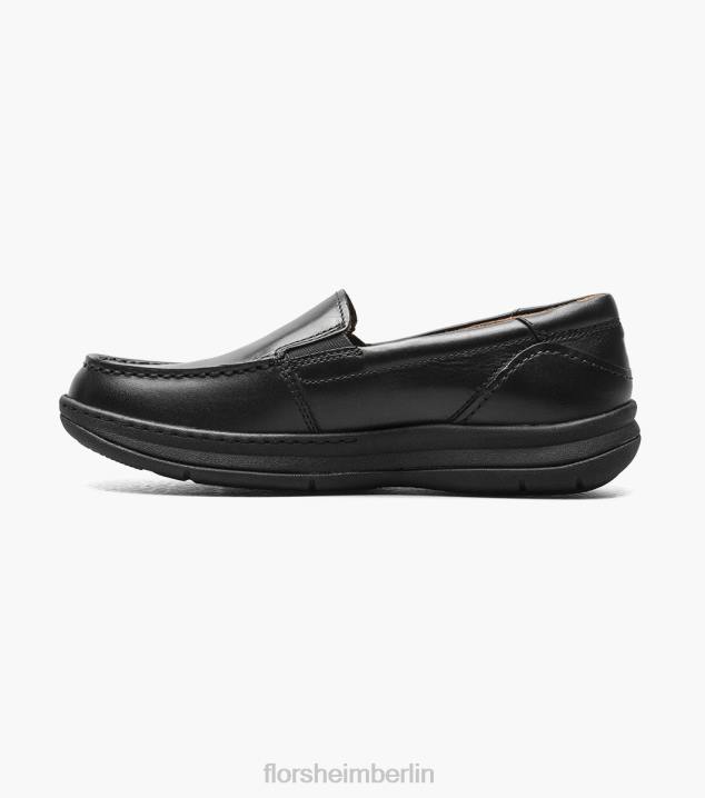 D280480 Schwarz Schuhwerk Kinder Florsheim zentral jr. Venezianischer Loafer mit Moc-Toe