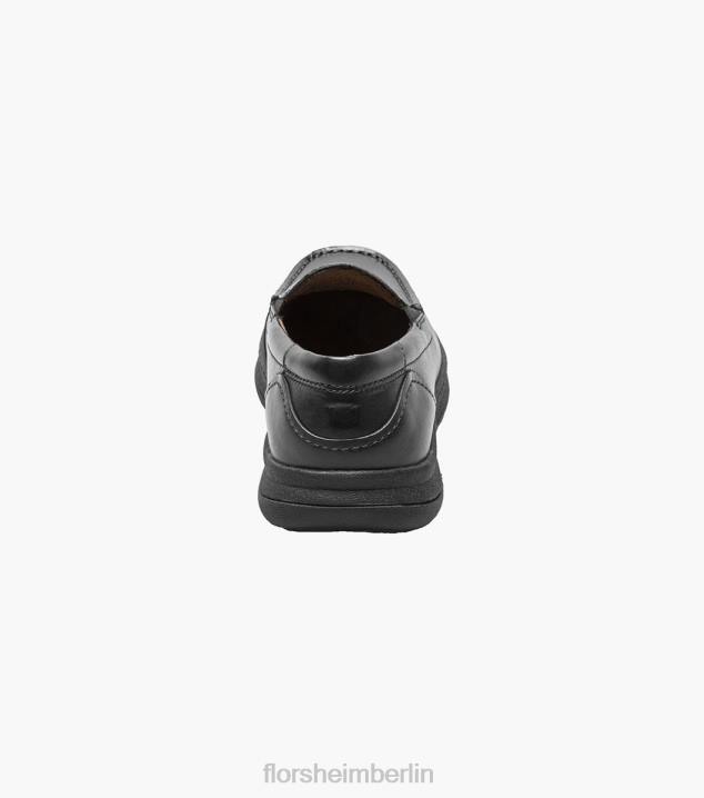 D280480 Schwarz Schuhwerk Kinder Florsheim zentral jr. Venezianischer Loafer mit Moc-Toe