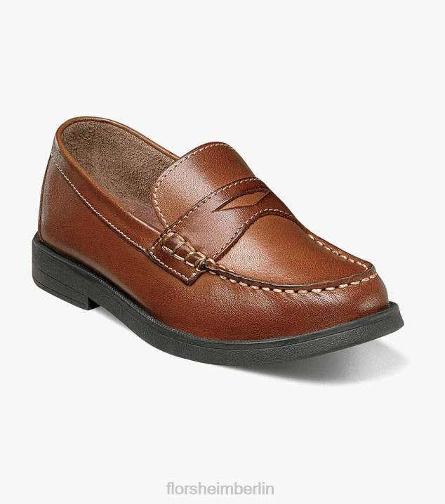 D280494 Sattelbräune Schuhwerk Kinder Florsheim Krocket jr. Moc-Toe-Penny-Loafer
