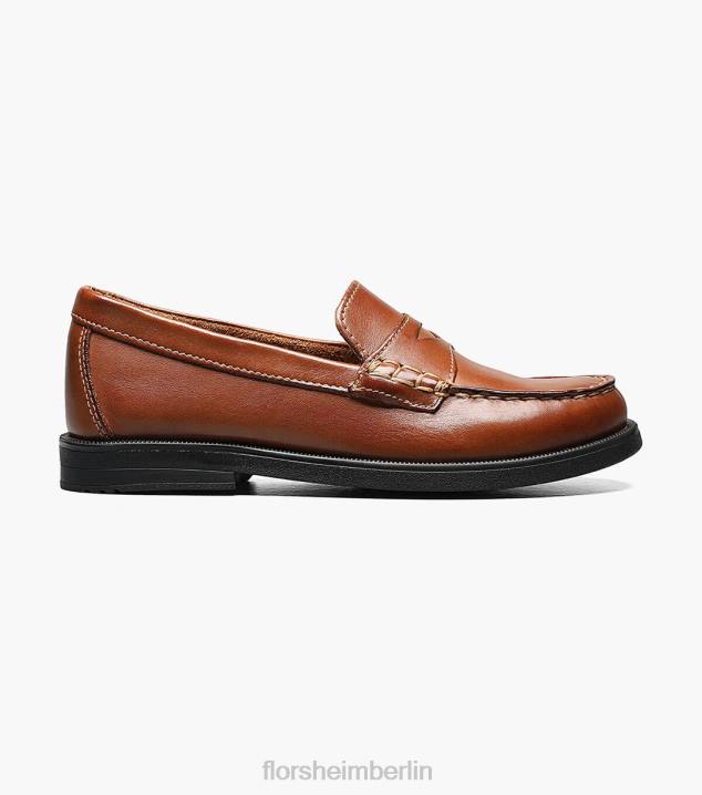 D280494 Sattelbräune Schuhwerk Kinder Florsheim Krocket jr. Moc-Toe-Penny-Loafer