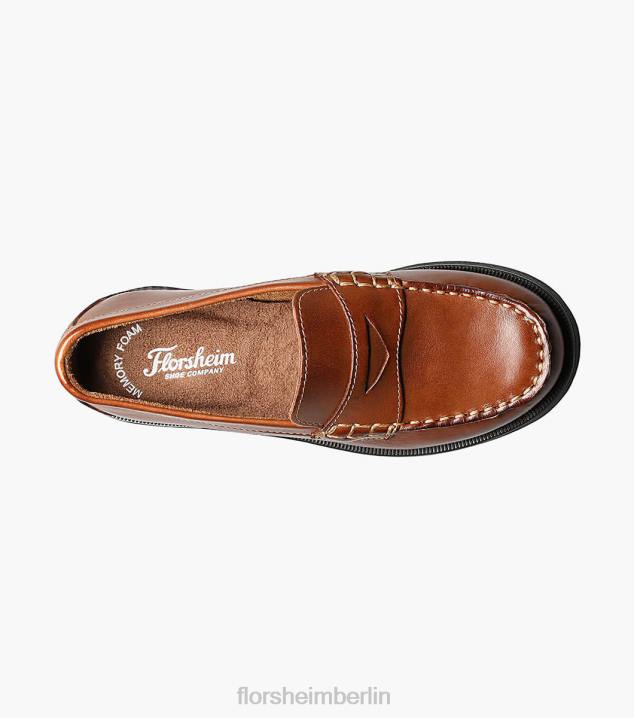 D280494 Sattelbräune Schuhwerk Kinder Florsheim Krocket jr. Moc-Toe-Penny-Loafer