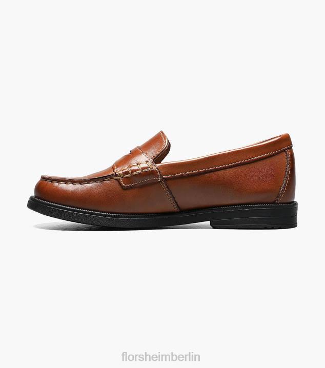 D280494 Sattelbräune Schuhwerk Kinder Florsheim Krocket jr. Moc-Toe-Penny-Loafer