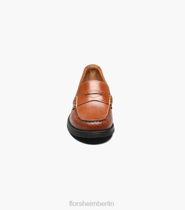 D280494 Sattelbräune Schuhwerk Kinder Florsheim Krocket jr. Moc-Toe-Penny-Loafer